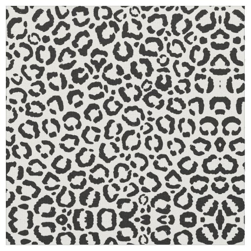 Modern Black White Leopard Animal Print Pattern Fabric