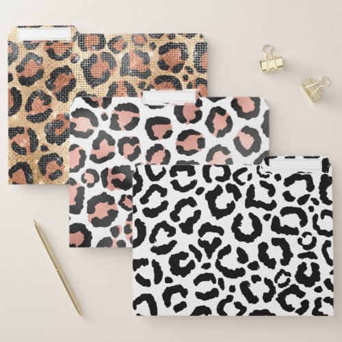 Modern Black White Leopard Animal Print Pattern File Folder