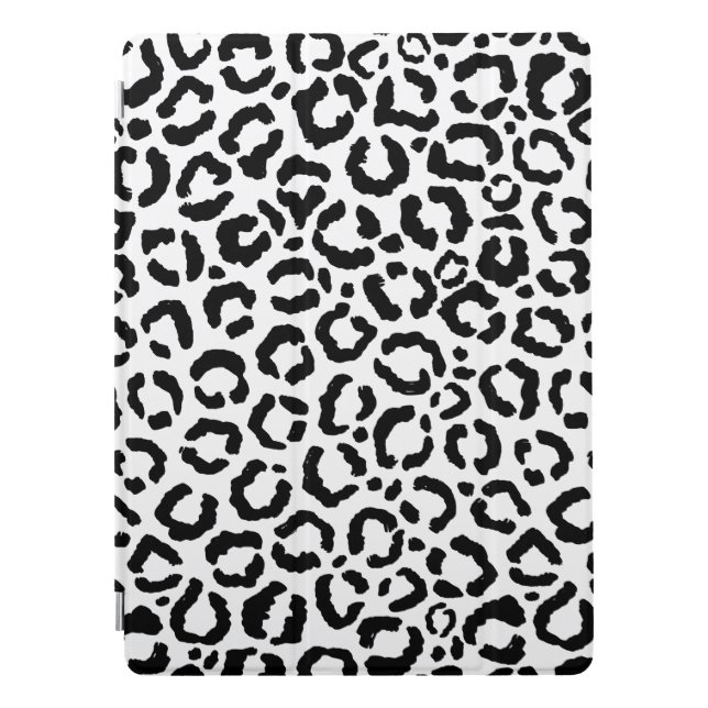 Modern Black White Leopard Animal Print Pattern iPad Pro Cover (Front)