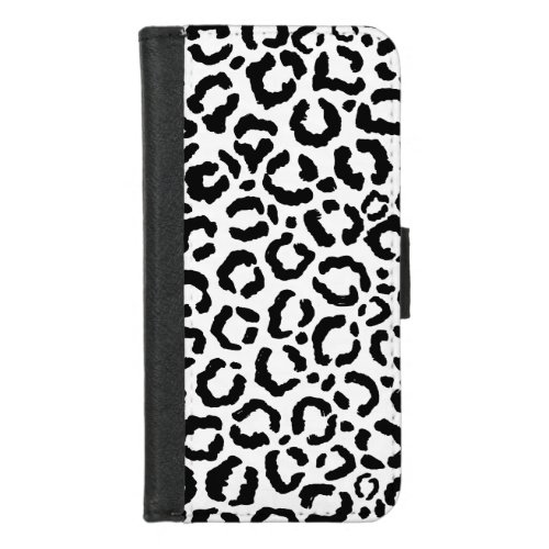 Modern Black White Leopard Animal Print Pattern iPhone 87 Wallet Case