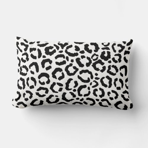 Modern Black White Leopard Animal Print Pattern Lumbar Pillow