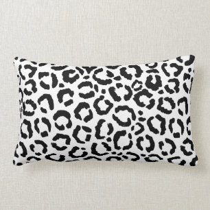 Modern Black White Leopard Animal Print Pattern Lumbar Pillow