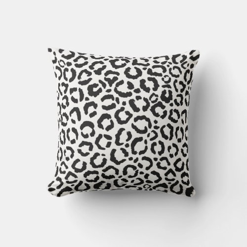 Modern Black White Leopard Animal Print Pattern Outdoor Pillow