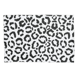 Modern Black White Leopard Animal Print Pattern Pillow Case