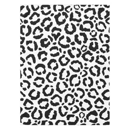 Modern Black White Leopard Animal Print Pattern Tablecloth