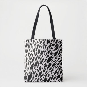 Modern Black & White Leopard Pattern Tote Bag