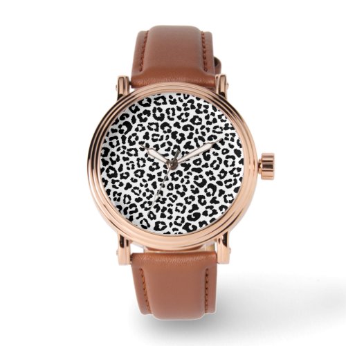 Modern, Black White Leopard Skin Background Watch