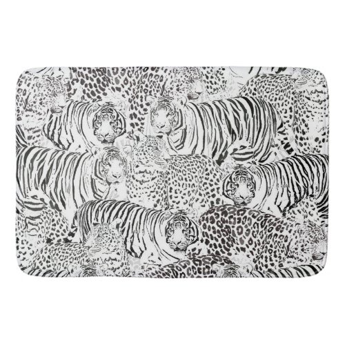 Modern Black White Leopard Tiger Animals Bath Mat