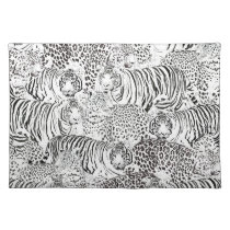 Modern Black White Leopard Tiger Animals Cloth Placemat