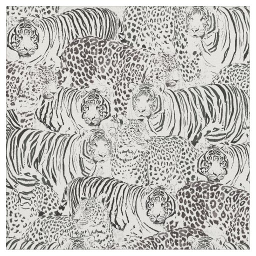 Modern Black White Leopard Tiger Animals Fabric