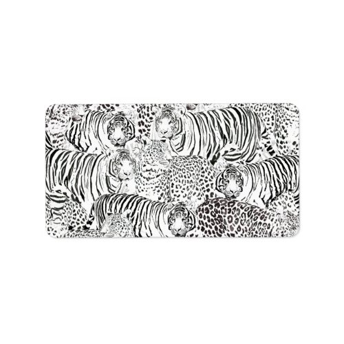 Modern Black White Leopard Tiger Animals Label