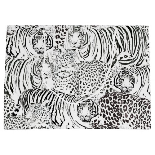 Modern Black White Leopard Tiger Animals Large Gift Bag