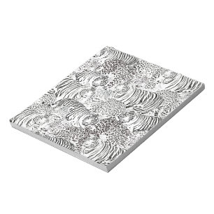 Modern Black White Leopard Tiger Animals Notepad