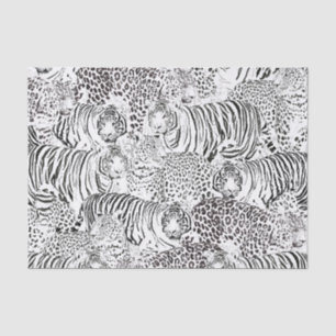 Modern Black White Leopard Tiger Animals Tissue Paper