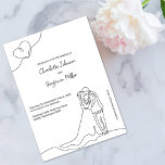 Modern Black &amp; White Line Art Simple Wedding Invitation at Zazzle
