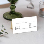 Modern Black &amp; White Line Art Simple Wedding  Place Card at Zazzle