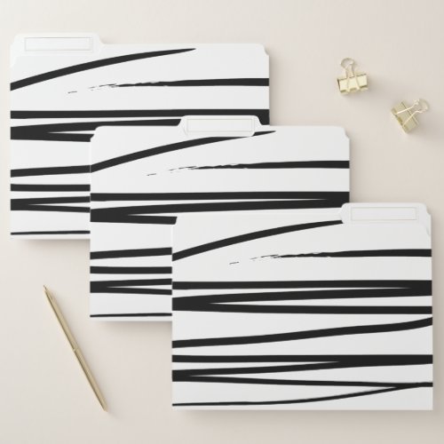 Modern Black  White Lines Abstract Art    File Folder