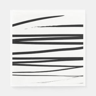Modern Black & White Lines Abstract Art Napkins