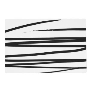 Modern Black & White Lines Abstract Art Placemat