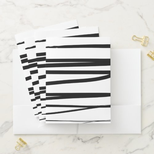 Modern Black  White Lines Abstract Art    Pocket Folder