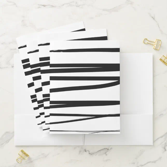 Modern Black & White Lines Abstract Art Pocket Folder | Zazzle