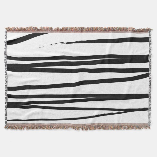 Modern Black & White Lines Abstract Art   Throw Blanket (Front)