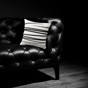 Modern Black & White Lines Abstract Art Throw Pillow