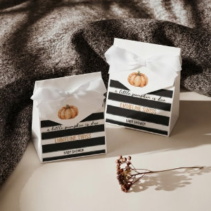 Modern Black & White Little Pumpkin Baby Shower Favor Boxes