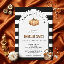Modern Black & White Little Pumpkin Baby Shower