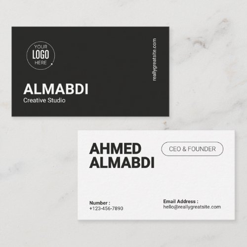 Modern Black White Logo Business Card
