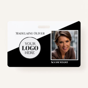 Modern Black & White Logo Employee Photo ID Badge