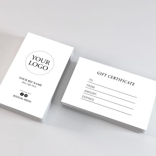 Modern Black White Logo Gift Certificate Business