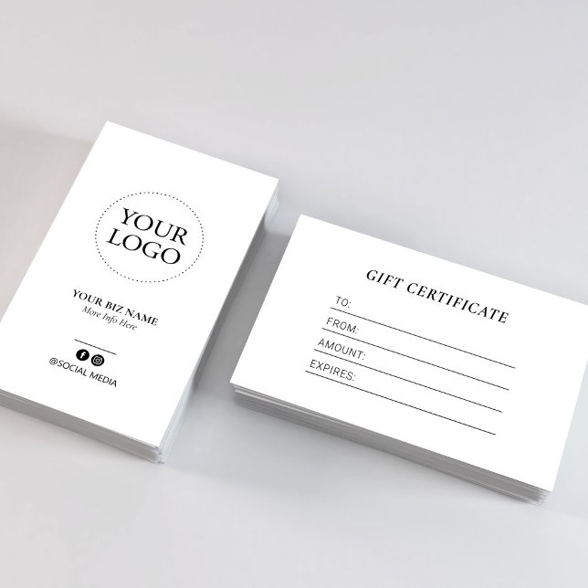 Modern Black White Logo Gift Certificate Business (Creator Uploaded)