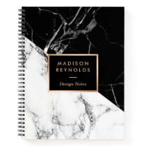 Modern Black White Marble Texture Designer Notes Notebook Modern Black White Marble Texture Designer Notes Notebook