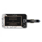 Modern Black White Marble Texture Stylish Monogram