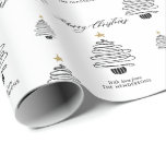 Modern Black & White Merry Christmas Tree Wrapping Paper<br><div class="desc">Stylish,  modern Christmas gift wrap,  featuring Christmas trees with the text,  "Merry Christmas, " and your family name. If you need any help customizing this,  please contact me using the message button below and I'll be happy to help.</div>