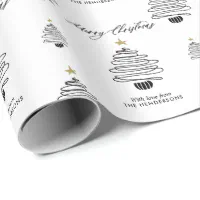 Modern Minimalist Black & White Christmas Tree Wrapping Paper