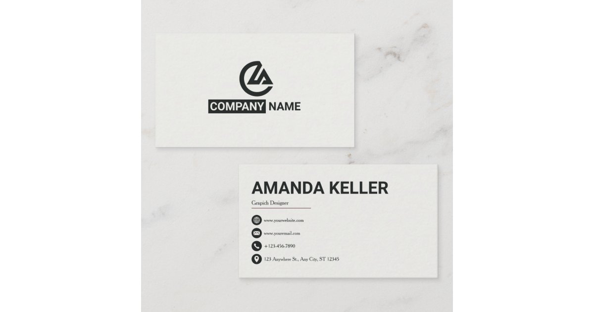 Modern Black & White Minimalist Business Card | Zazzle