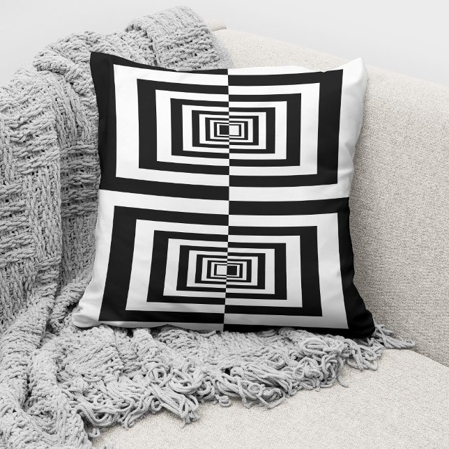 Modern Black White Minimalist Geometric Throw Pillow (Creator Uploaded)