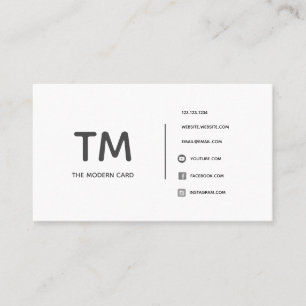 Modern Black & White Minimalist Monogram Business Card