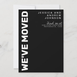 Modern Black White Minimalist Moving Announcement