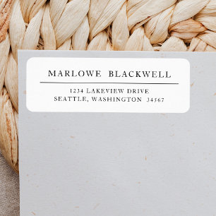 Modern Black White Minimalist Return Address Label