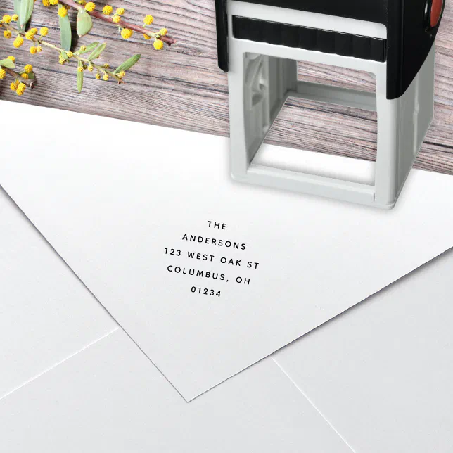 Modern Ink Stamp Design Modern Black & White Minimalist Return Address Self-inking Stamp | Zazzle
