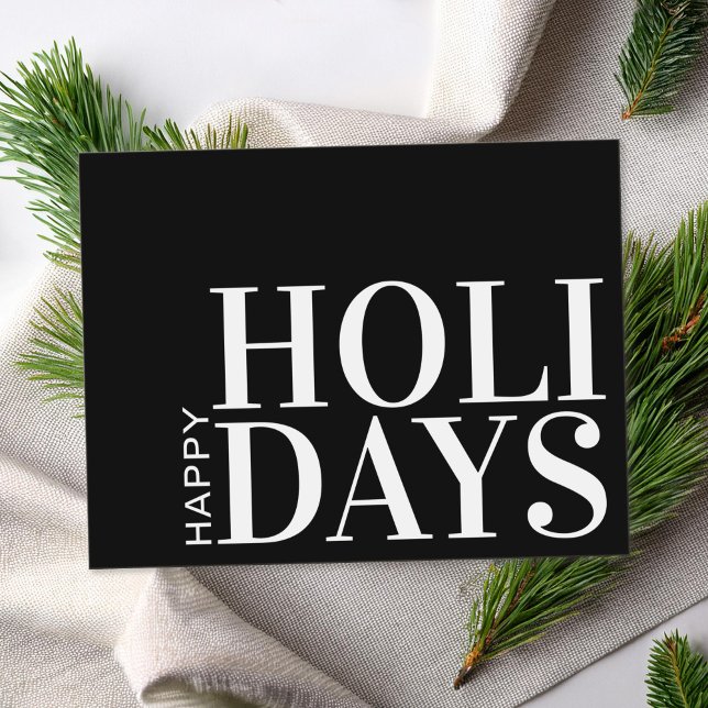 Modern Black White Minimalist Typography Business Holiday Card (Creator Uploaded)