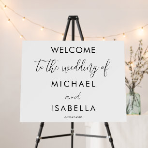 Modern Black white Minimalist Wedding Welcome Sign