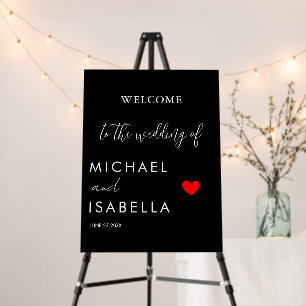Modern Black white Minimalist Wedding Welcome Sign