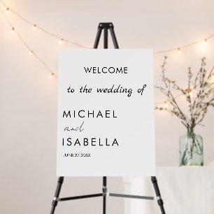 Modern Black white Minimalist Wedding Welcome Sign