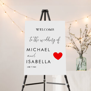 Modern Black white Minimalist Wedding Welcome Sign