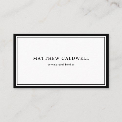 Modern Black White Minimalistic Real Estate Broker Business Card