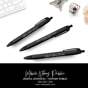 Modern Black White Mobile Notary script Business  Pen